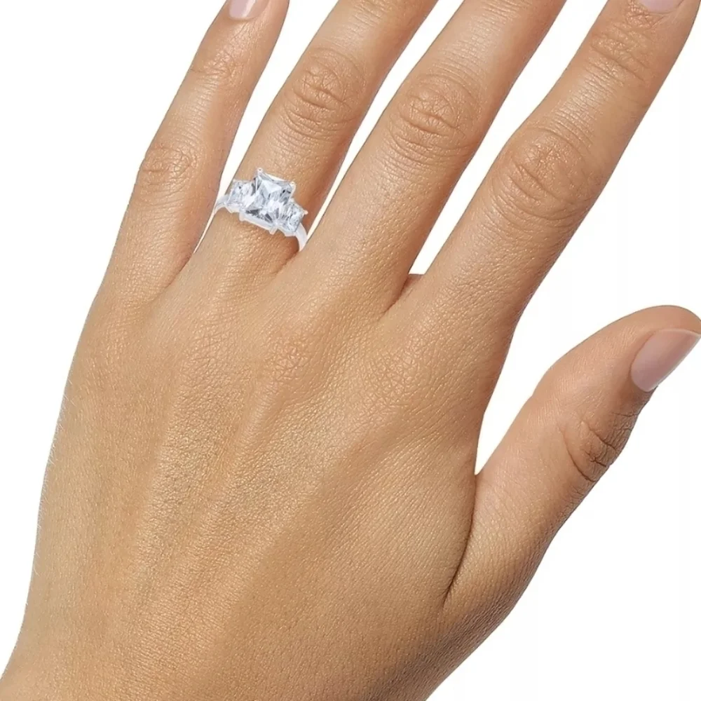 CHARTER CLUB Fine Silver Plated Triple CZ Ring